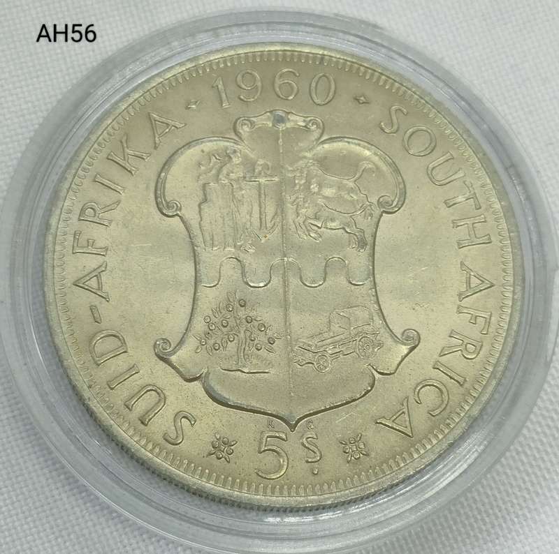 1960 Union of SA crown - 5 shillings - .500 silver - in capsule