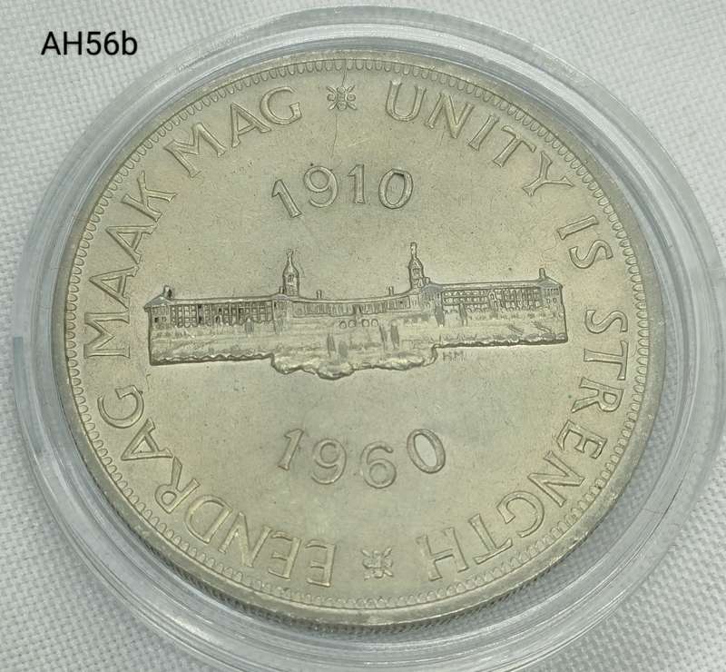 1960 Union of SA crown - 5 shillings - .500 silver - in capsule