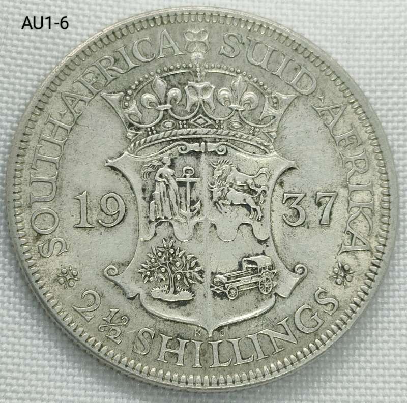 1937 Union of SA - 2 1/2 shillings - half crown -800 silver coin
