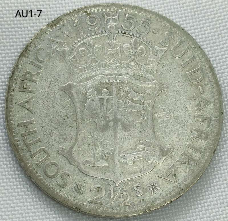 1955 Union of SA - 2 1/2 shillings- half crown - .800 silver coin