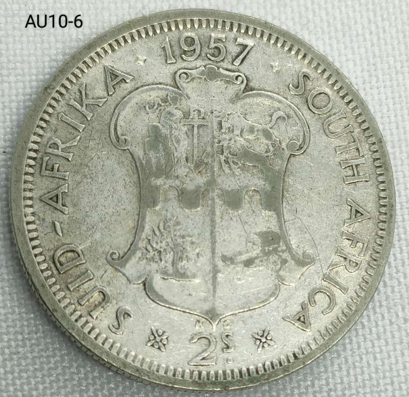 1957 Union of SA 2 shillings - florin - .500 silver coin
