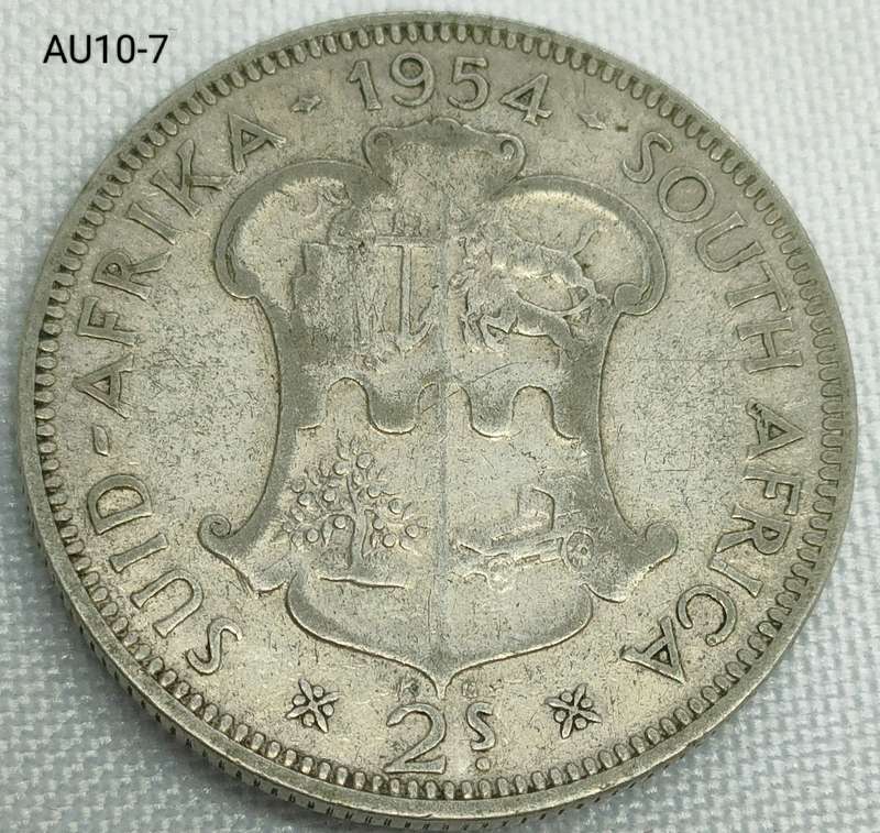 1954 Union of SA 2 shillings - florin - .500 silver coin