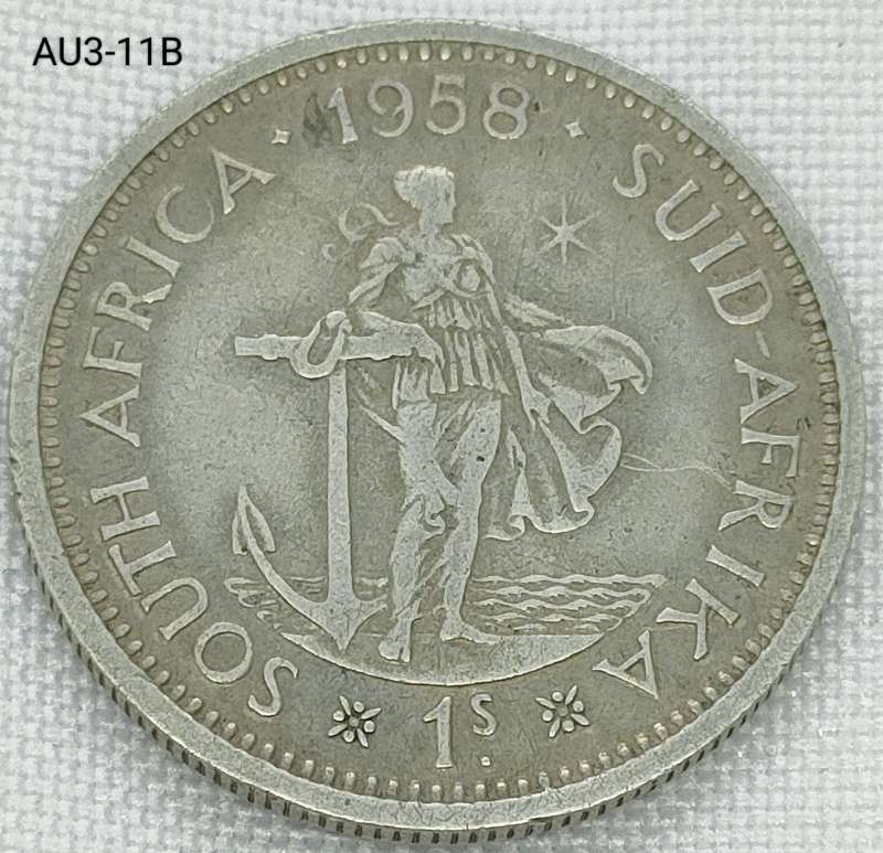 1958 Union of SA 1 shilling- .500 silver coin