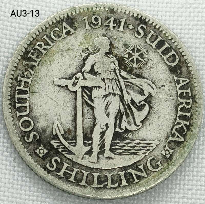 1941 Union of SA 1 shilling- .800 silver coin
