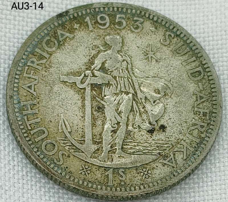 1953 Union of SA 1 shilling- .500 silver coin