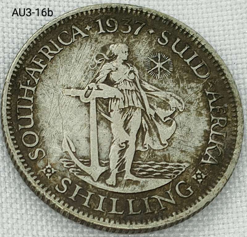 1937 Union of SA 1 shilling- .800 silver coin