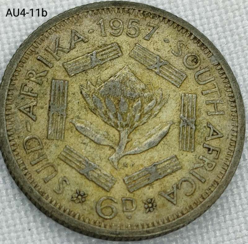 1957 Union of SA sixpence - .500 silver coin
