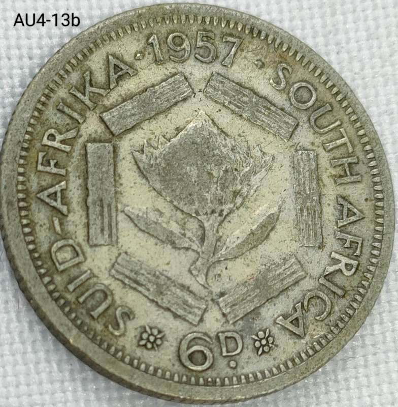 1957 Union of SA sixpence - .500 silver coin
