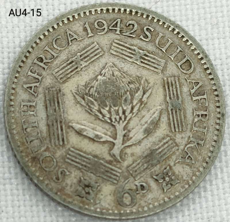 1942 Union of SA sixpence - .800 silver coin