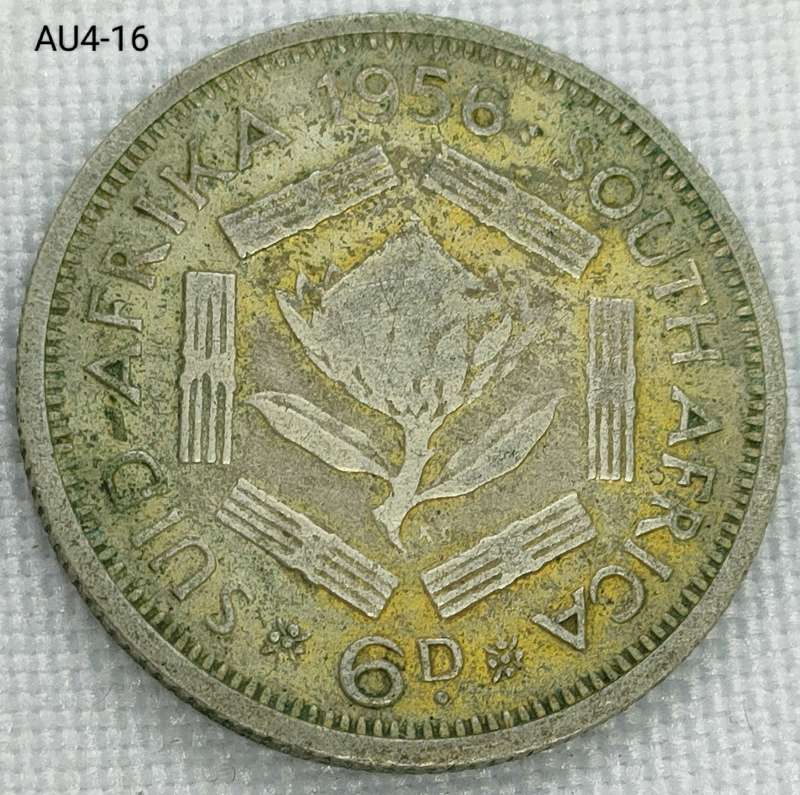 1956 Union of SA sixpence - .500 silver coin