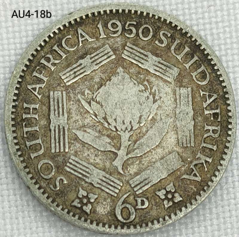 1950 Union of SA sixpence - .800 silver coin