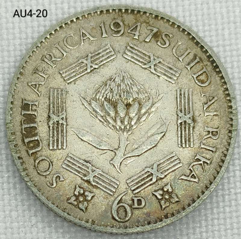 1947 Union of SA sixpence - .800 silver coin