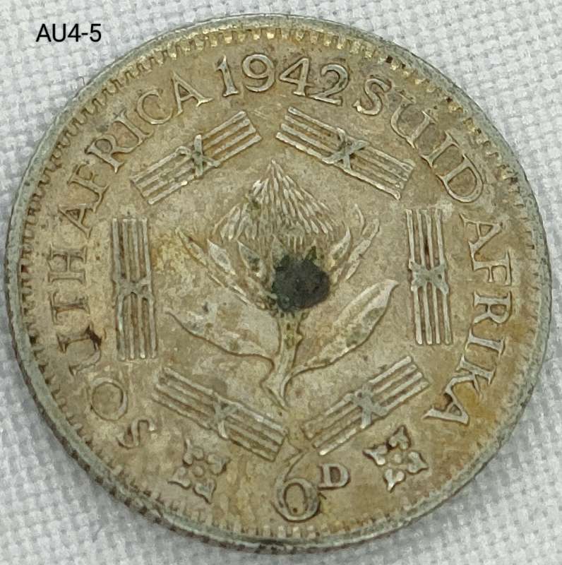 1942 Union of SA sixpence - .800 silver coin
