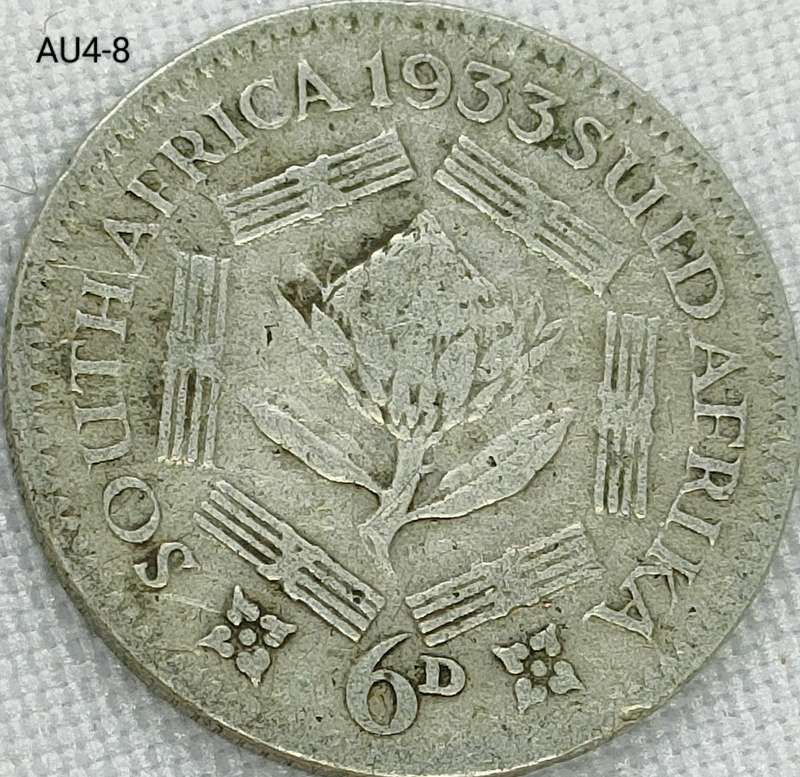 1933 Union of SA sixpence - .800 silver coin