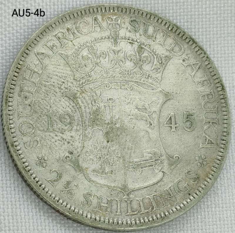 1945 Union of SA 2 and a half shillings - .800 silver coin