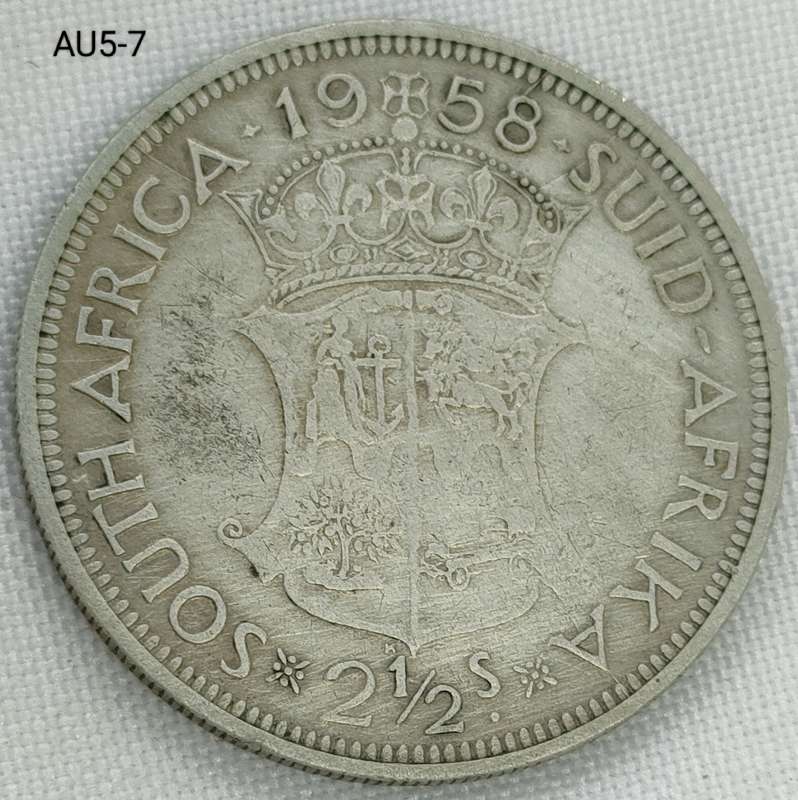 1958 Union of SA 2 and a half shillings - .500 silver coin