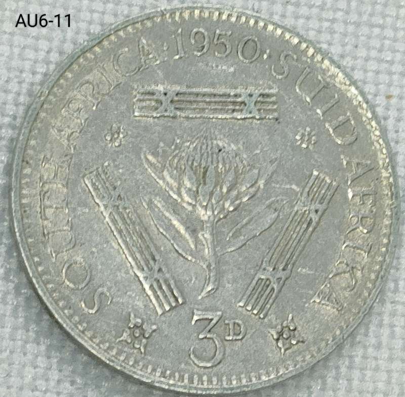 1950 Union of SA threepence - .800 silver coin