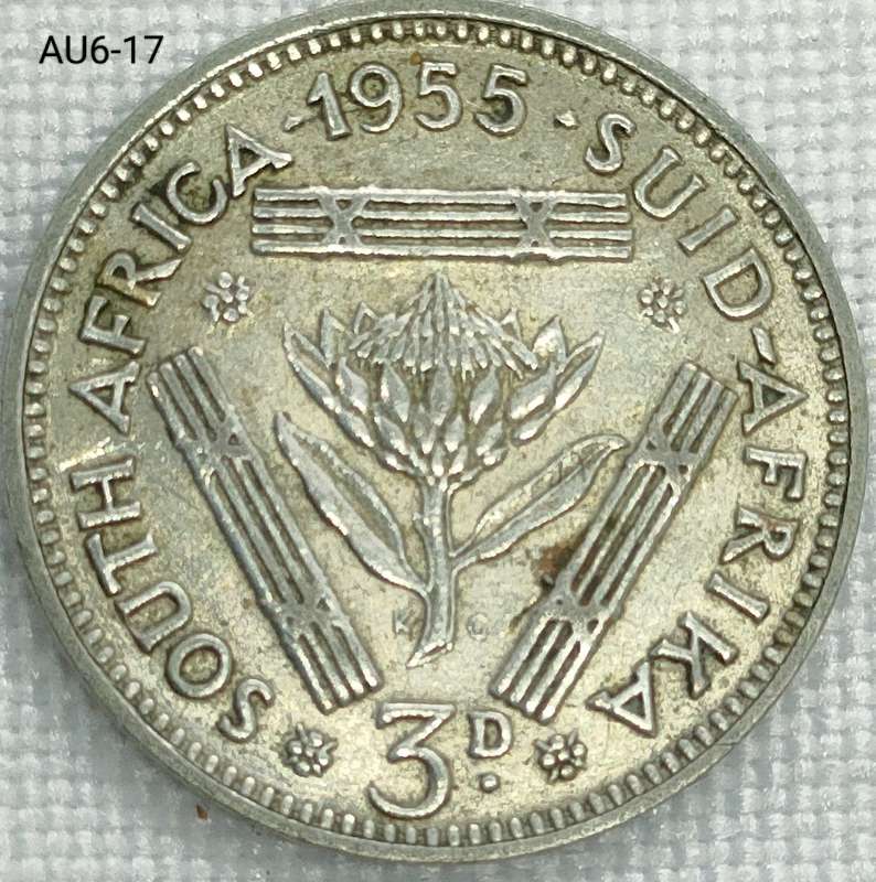 1955 Union of SA threepence - .500 silver coin