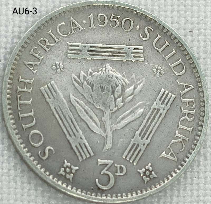 1950 Union of SA threepence - .800 silver coin