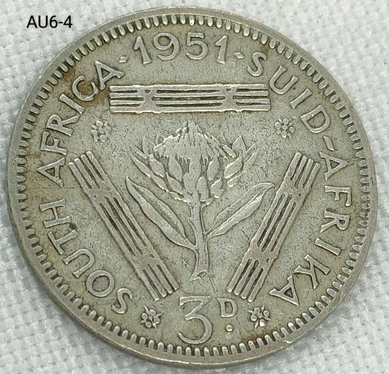 1951 Union of SA threepence - .500 silver coin