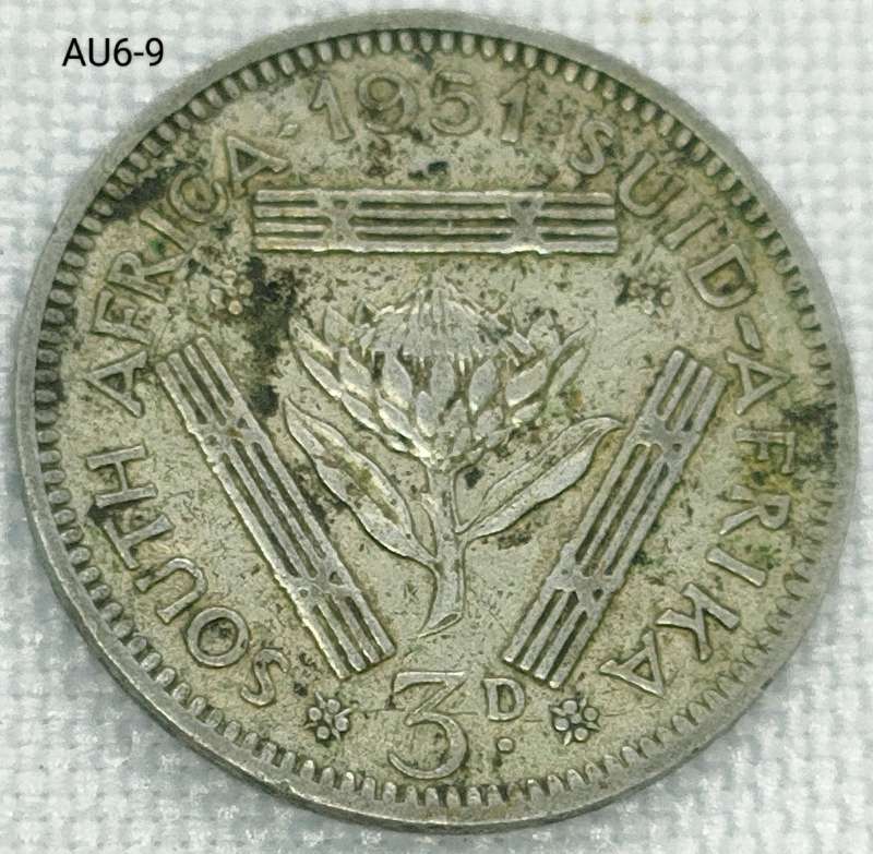 1951 Union of SA threepence - .500 silver coin