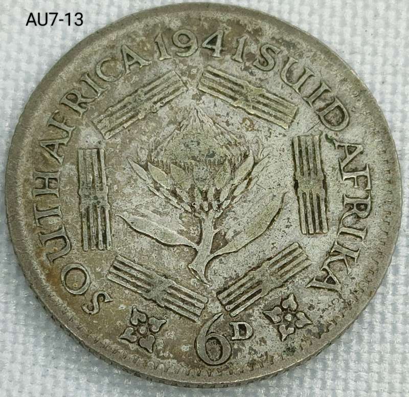 1941 Union of SA - sixpence - .800 silver coin