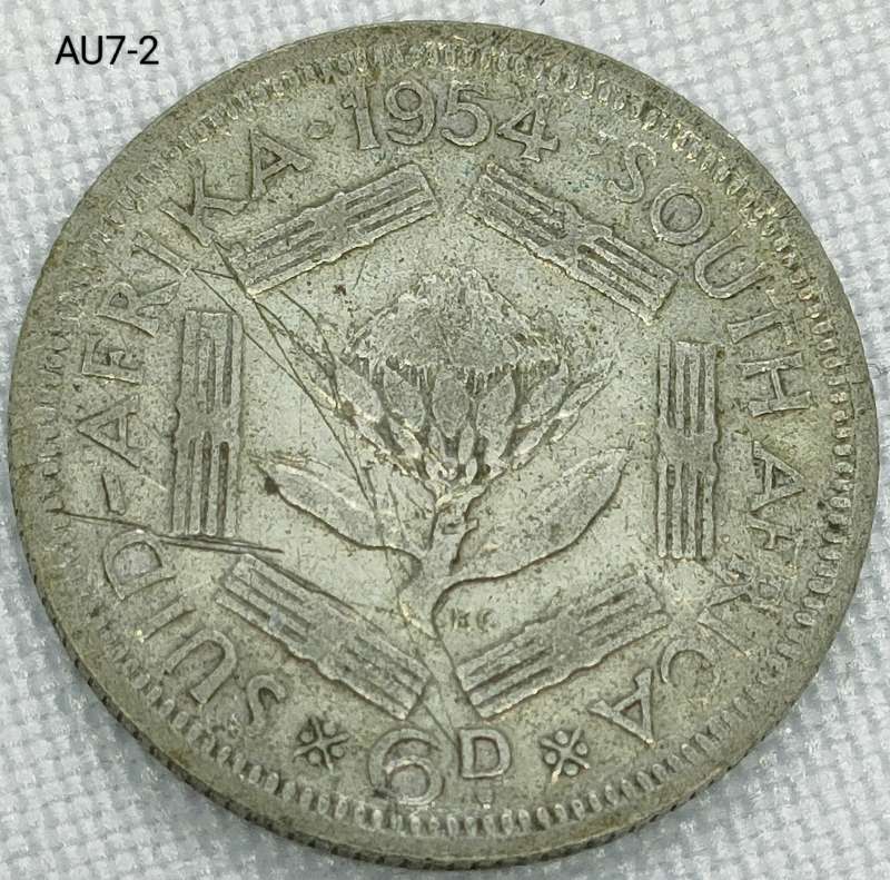 1954 Union of SA sixpence - .500 silver coin