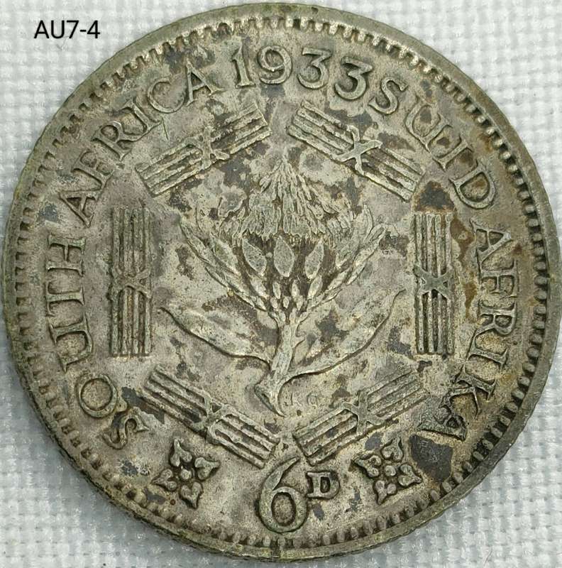 1933 Union of SA sixpence - .800 silver coin