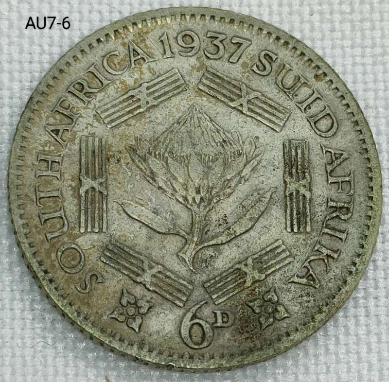 1937 Union of SA sixpence - .800 silver coin