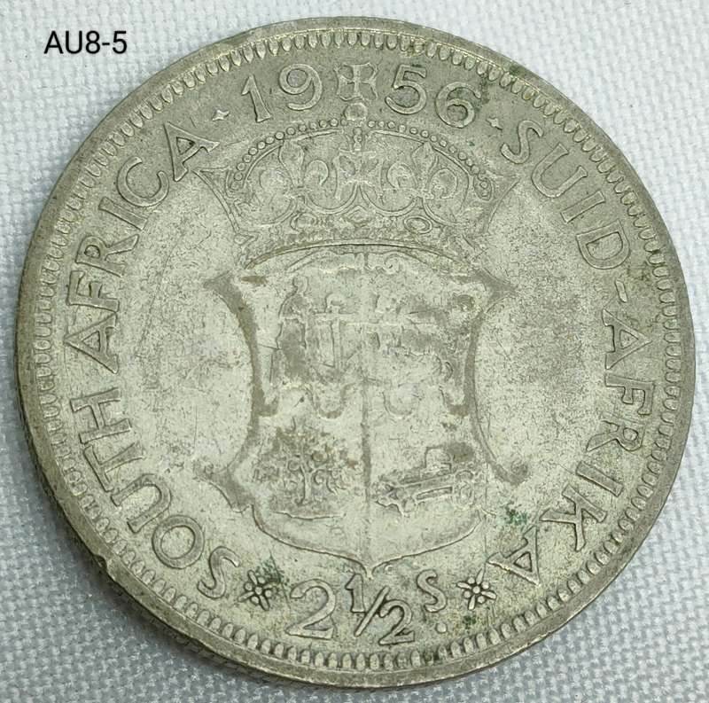 1956 Union of SA two and a half shillings - half-crown - .500 silver coin
