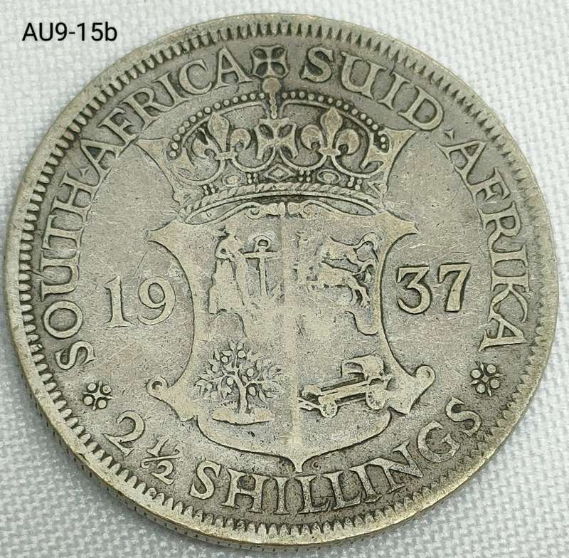 1937 Union of SA 2 and a half shillings - half crown - .800 silver coin