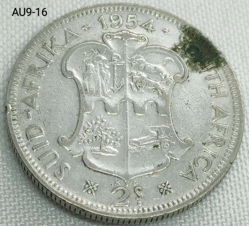 1954 Union of SA 2 shillings - florin - .500 silver coin