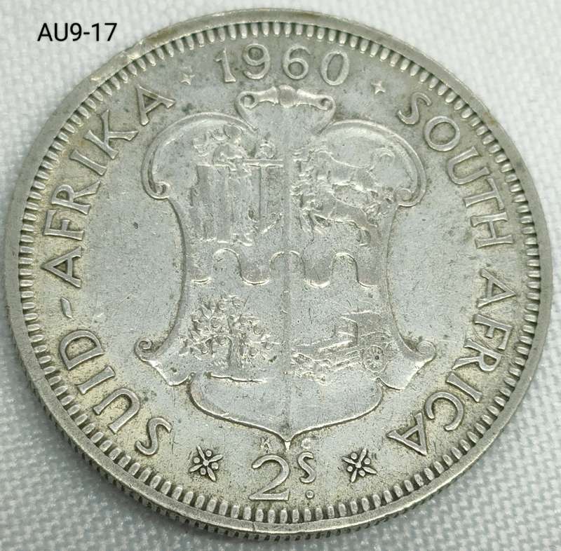 1960 Union of SA 2 shillings - florin - .500 silver coin