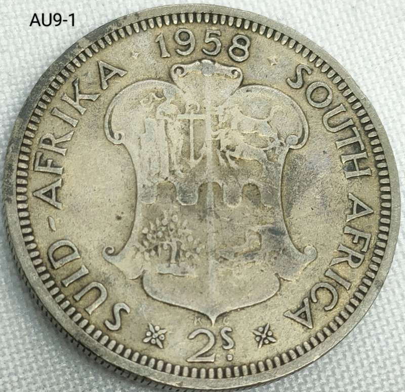 1958 Union of SA 2 shillings - florin - .500 silver coin