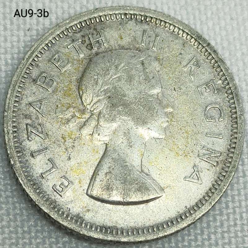 1958 Union of SA threepence - tickey - .500 silver coin