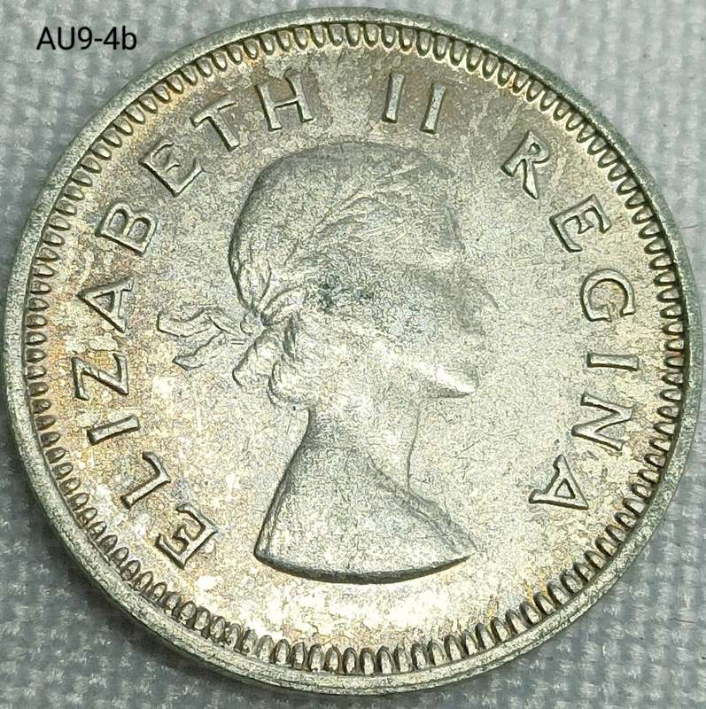 1958 Union of SA threepence - tickey - .500 silver coin