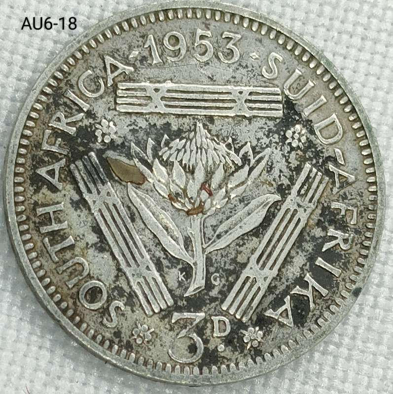 1953 Union of SA threepence - .500 silver coin