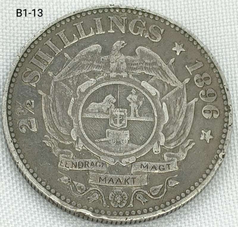 1896 ZAR 2 1/2 shillings - half crown - .925 details coin