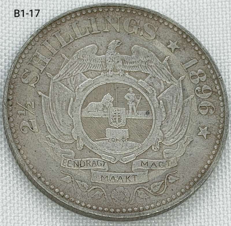 1896 ZAR 2 1/2 shillings -half crown - .925 coin