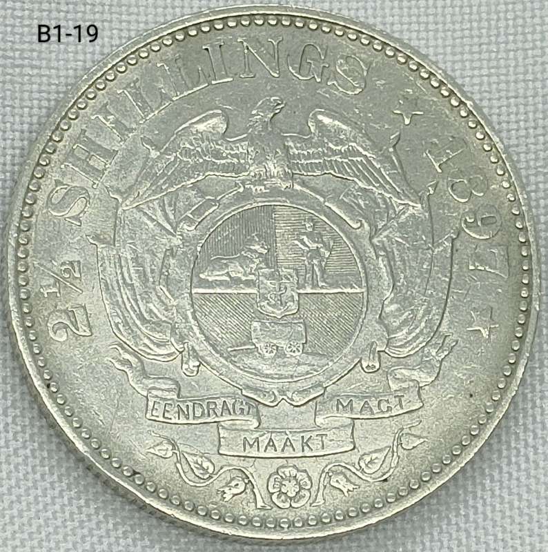1897 ZAR 2 1/2 shillings - half crown - .925 coin