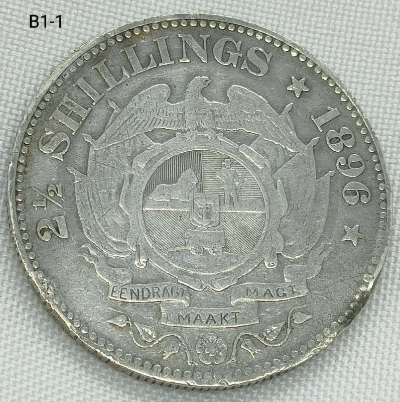 1896 ZAR 2 1/2 shillings - half crown -.925 coin -details coin