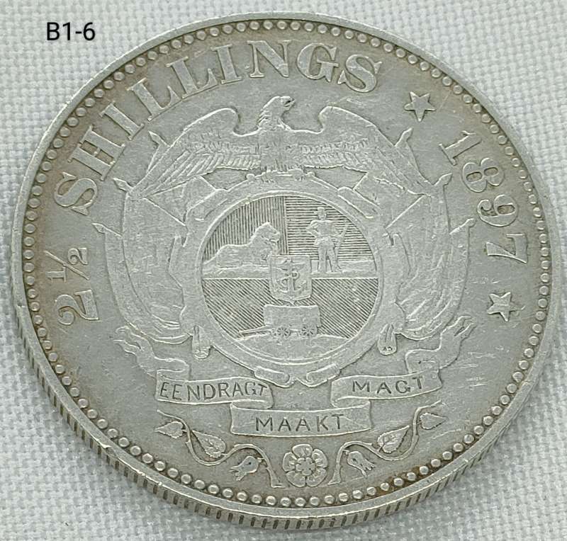 1897 ZAR 2 1/2 shillings - half crown - .925 coin