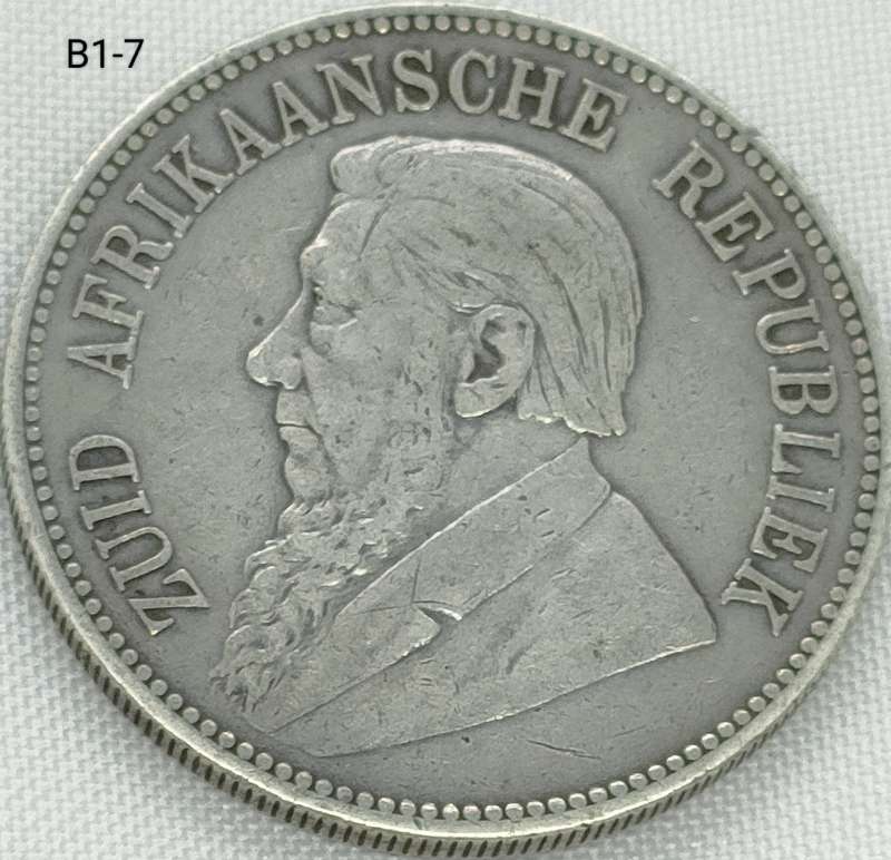 1892 ZAR 5 shillings - crown - .925 coin - single shaft
