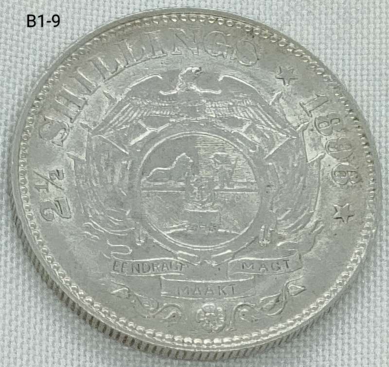 1896 ZAR 2 1/2 shillings -half crown - .925 coin- details coin