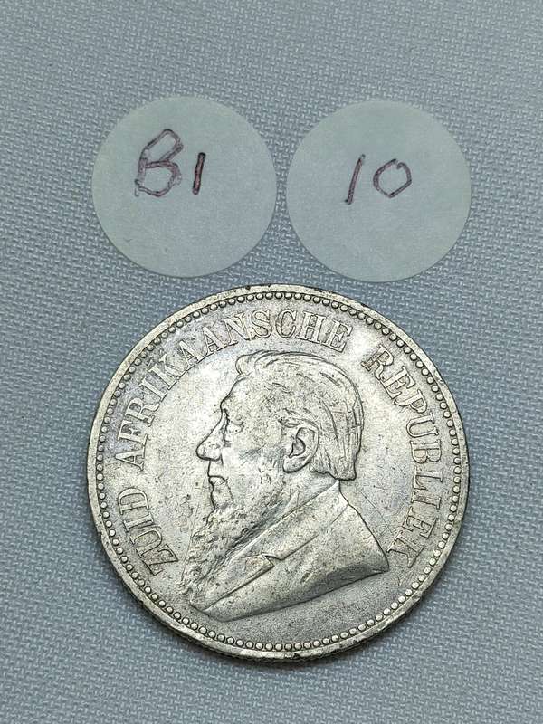 ZAR 21/2 shillings (Half Crown): 1895: Scarce Sterling Silver coin: .925