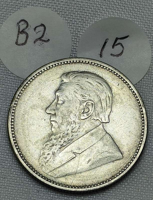 ZAR 2 Shillings: 1897: Scarce Sterling Silver (.925) coin: