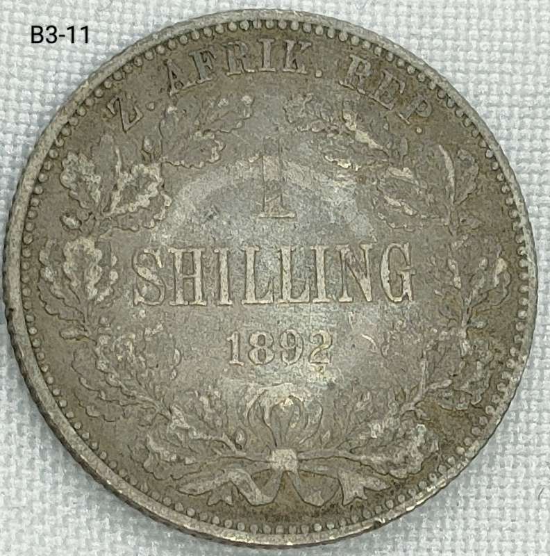 1892 ZAR 1 shilling - .925 coin
