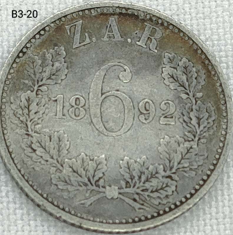 1892 ZAR sixpence - .925 coin