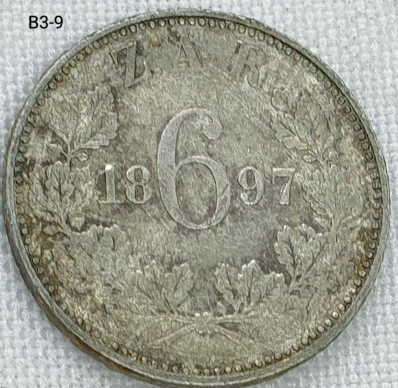 1897 ZAR sixpence .925 coin