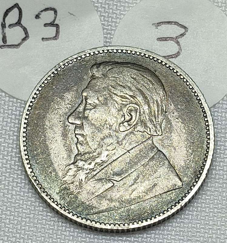 ZAR 1 Shillings: 1896: Scarce Sterling Silver (.925) coin: